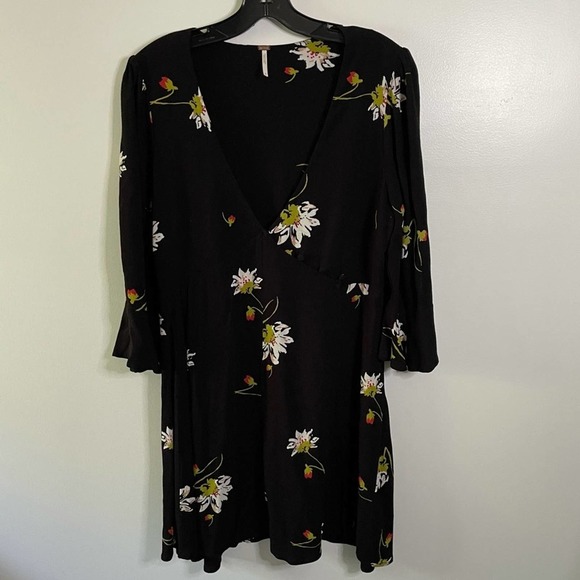 Free People Time on My Side Black Floral Dress - Picture 2 of 8